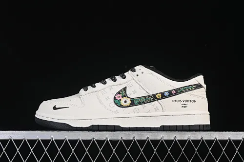 All categories Nk SB Dunk Series Nk SB Dunk Low High-end customized low-top sneakers Nike SB Dunk Low Hand-embroidered off-white black LV print High-end customized low-top casual sneakers DS6608-017